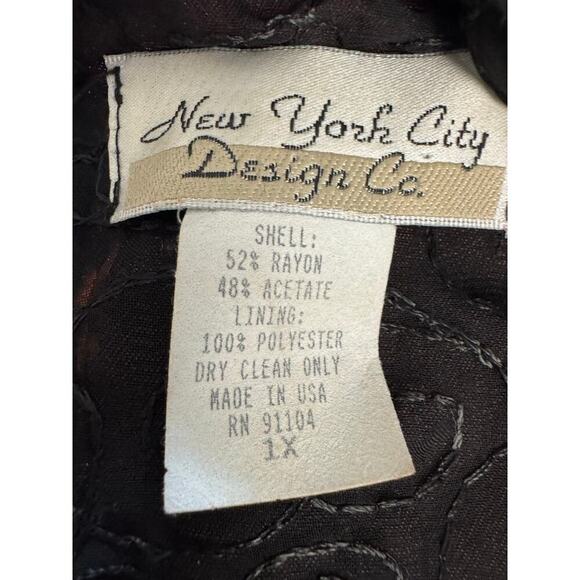 Vintage New York City Design Co Woman's 1X Copper Sheer Black Embroidered Blouse - Picture 7 of 8
